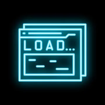 Neon blue website loading icon on black background Stock Illustration