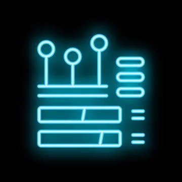 Neon blue website wireframe showing user interface design Illustrazione stock