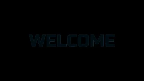 Neon blue welcome text animation with glowing particle effects on dark blac.. Stock Footage 340399433