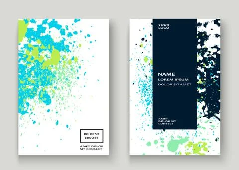 Neon blue white explosion paint splatter artistic cover design. イラスト素材