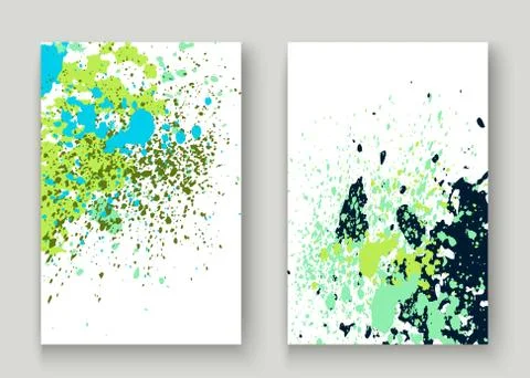 Neon blue white explosion paint splatter artistic cover design. Decorative du Stock Illustration