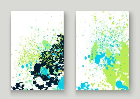 Neon blue white explosion paint splatter artistic cover design. Decorative du Stock Illustration