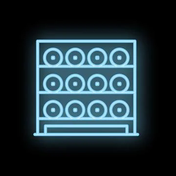 Neon blue wine rack icon depicting wine storage solution Stock Illustration