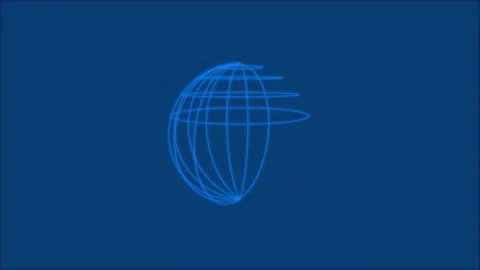 Neon blue wireframe globe rotating against deep dark background digital gra.. Stock-Footage 342431552