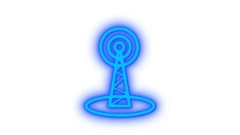 Neon blue wireless network icon with a animated white background. Stock Footage 263022543