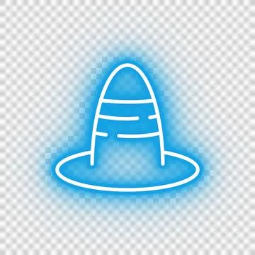 Neon blue witch hat icon Stock Illustration