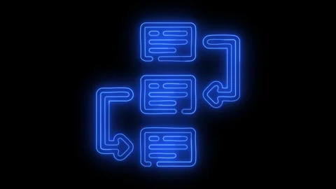 Neon blue workflow process chart animation Stock Footage 323344269