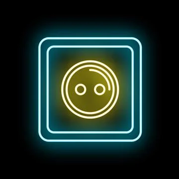 Neon blue yellow electric socket light icon Stock Illustration