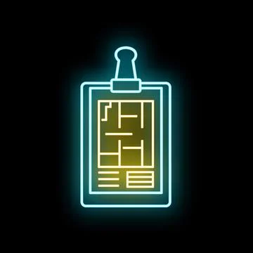 Neon blueprint floor plan glowing with architectural design Stock Illustration