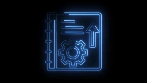 Neon blueprint technical manual with gear and arrow for engineering or business Stock Footage 322961852