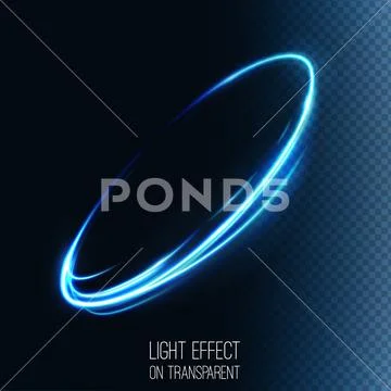 Neon blurry circles at motion . Abstract luminous swirl trail Stock Illustration