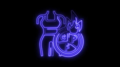 Neon body shape with macros breakdown for fat burning on a black background Stock Footage 322990642