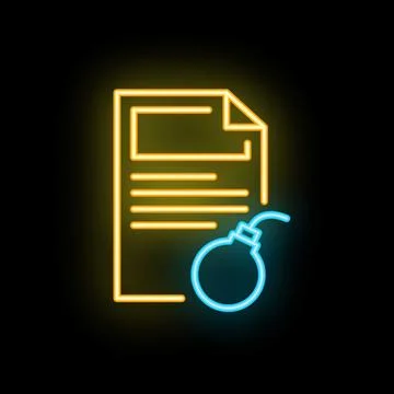 Neon bomb about to explode a document file Illustrazione stock
