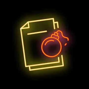 Neon bomb about to explode on top of documents 스톡 일러스트