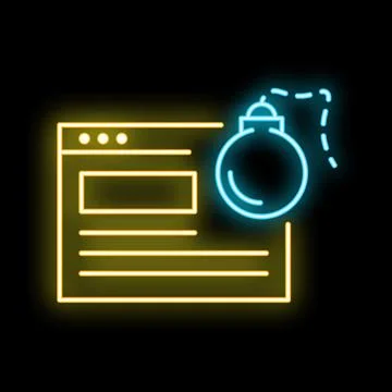 Neon bomb about to explode a website interface Illustrazione stock