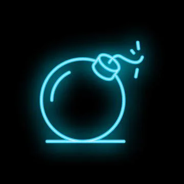 Neon bomb exploding with sparks flying on black background 스톡 일러스트