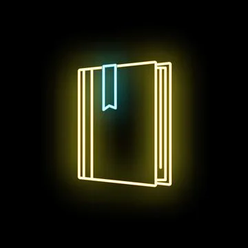 Neon book icon indicating learning and knowledge Stock Illustration