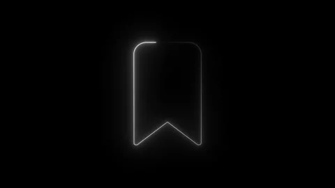 Neon bookmark icon animation glowing with white light on black background f.. Stock Footage 338078217
