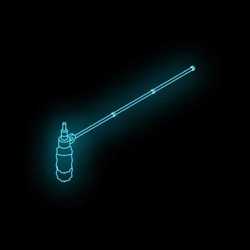 Neon boom microphone isometric style on black background Stock Illustration
