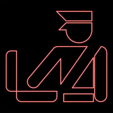 Neon border control concept Customs officer check baggage Detailed luggage .. Stock Illustration