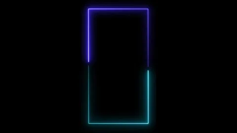 Neon border frame, blue cyan glowing border, rectangle, frame Stock Footage 311910894