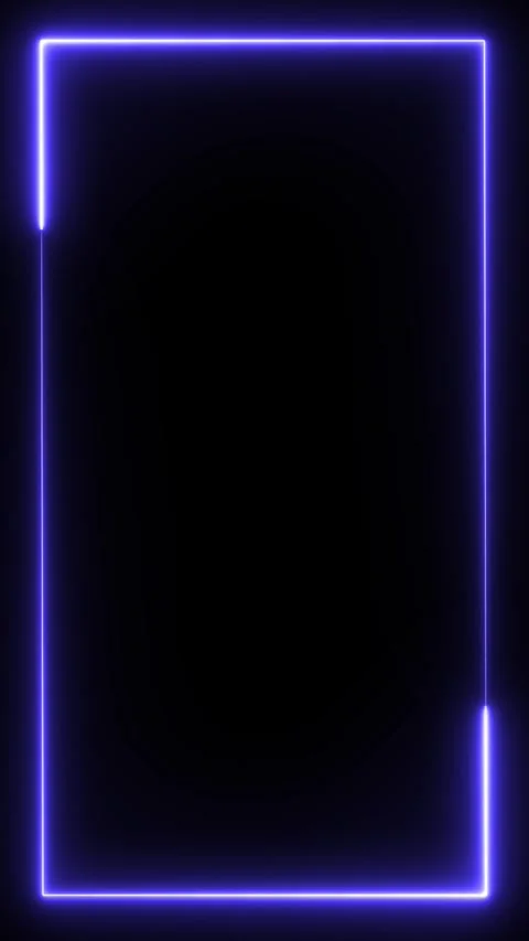 Neon border frame, blue glowing border, rectangle, square, frame, black screen Stock Footage 310006393