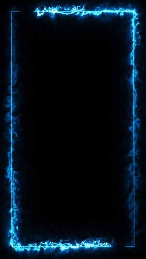 Neon border frame, blue glowing border, rectangle, square, frame, black screen Video stock 310298989