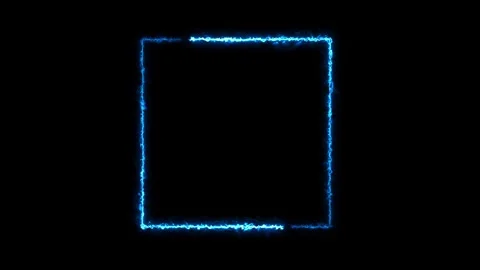 Neon border frame, blue glowing border, square, frame, black screen Stock Footage 310940708