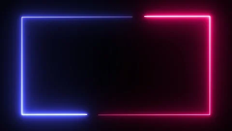 Neon border frame, blue pink glowing border, black screen frame, glowing frame Stock Footage 306511887