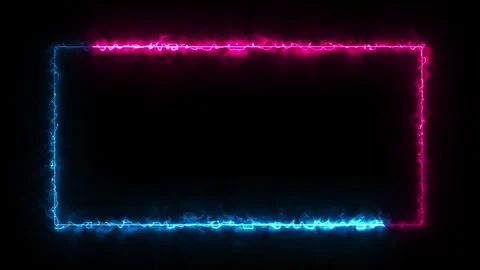 Neon border frame, blue pink glowing border on black screen. Stock Footage 308076309