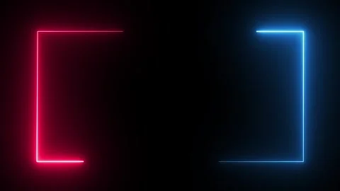 Neon border frame, blue pink glowing border, rectangle, frame, black screen Stock Footage 313396738