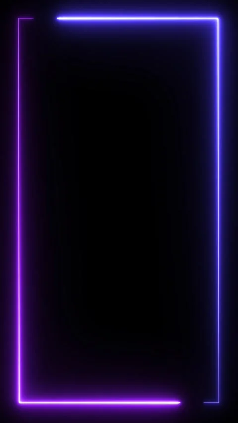 Neon border frame, blue purple glowing border, rectangle, frame, black screen Stock Footage 310006391