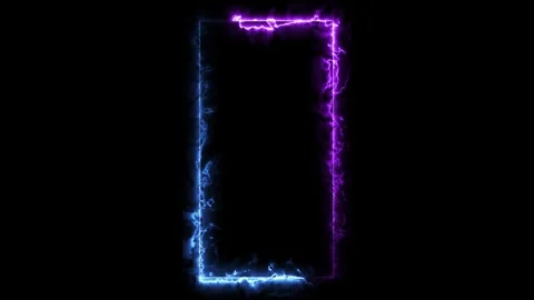 Neon border frame, blue purple glowing border, rectangle, square, frame Video stock 311222309