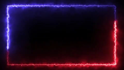 Neon border frame, blue red glowing border, rectangle, square, frame Stock Footage 310940796