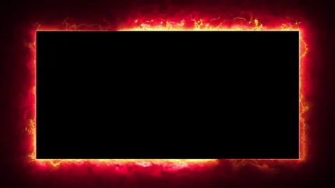 Neon border frame, fire glowing border, rectangle, square, frame, black screen Stock Footage 311981872