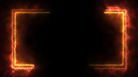 Neon border frame, fire glowing border, rectangle, square, frame, black screen Video stock 313441989