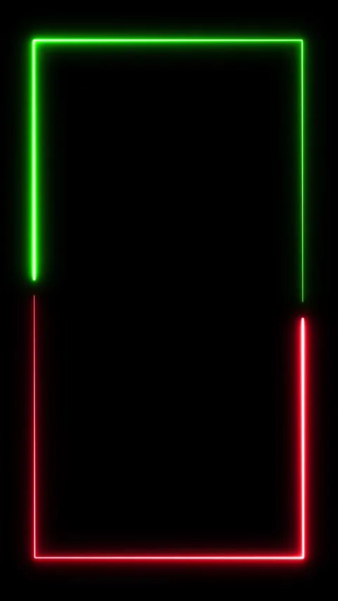 Neon border frame, green pink glowing border, rectangle, square, frame Stock Footage 312430695
