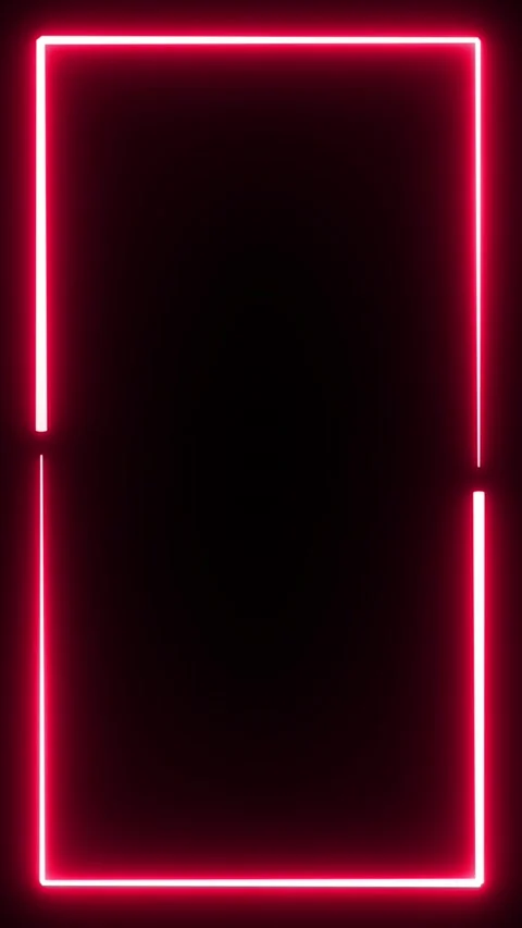 Neon border frame, pink glowing border, rectangle, square, frame, black screen Stock Footage 311649423