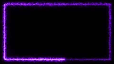 Neon border frame, purple glowing border, rectangle, square, frame, black screen Видео 307672773