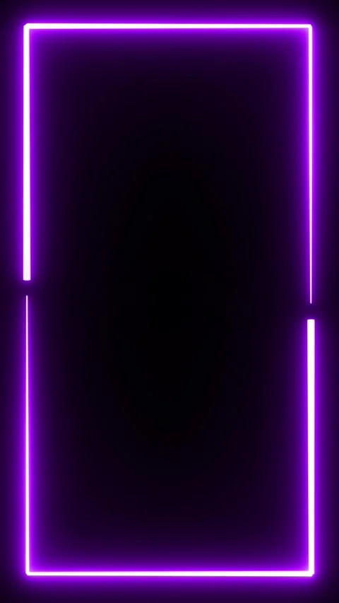 Neon border frame, purple glowing border, rectangle, square, frame, black screen Stock Footage 311649461