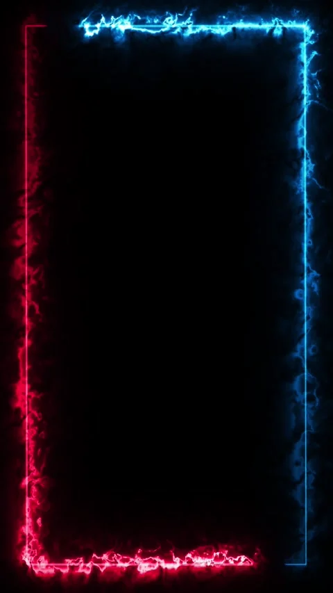 Neon border frame, red blue glowing border, rectangle, frame, black screen Видео 310243071