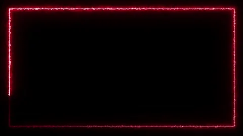 Neon border frame, red glowing border, rectangle, square, frame Stock Footage 309446850