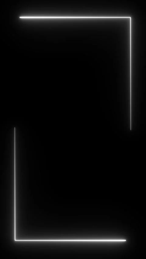 Neon border frame, white glowing border, rectangle, frame, black screen frame Stock Footage 313006491