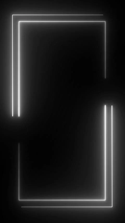 Neon border frame, white glowing border, rectangle, frame, black screen frame Stock Footage 313442046