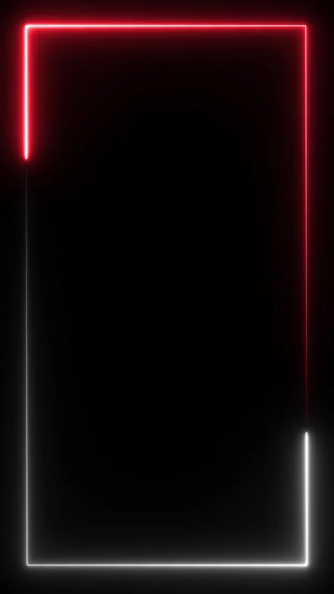 Neon border frame, white red glowing border, rectangle, square, frame Stock Footage 309396367