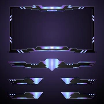 Neon border gaming interface live stream overlay webcam frame Stock Illustration