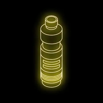 Neon bottle glowing on dark background with copy space Illustrazione stock