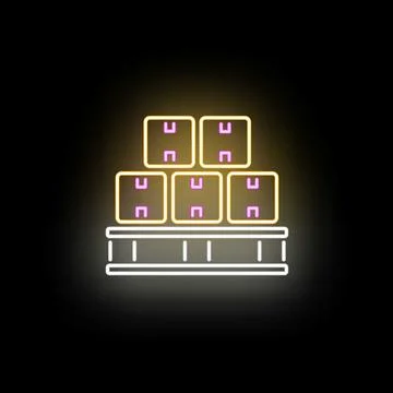 Neon boxes stacking on pallet for logistics system Stock Illustration
