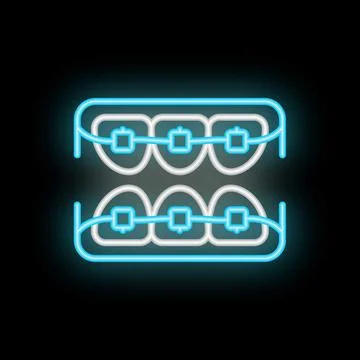 Neon braces aligning teeth for a perfect smile Stock Illustration