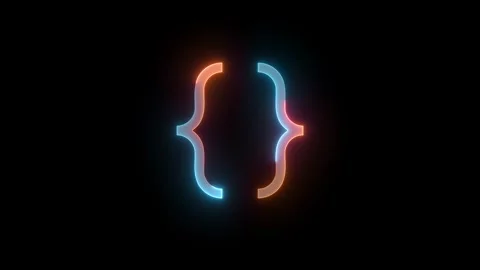 Neon bracket symbol icon brown cyan color glowing animated black background Stock Footage 269496074